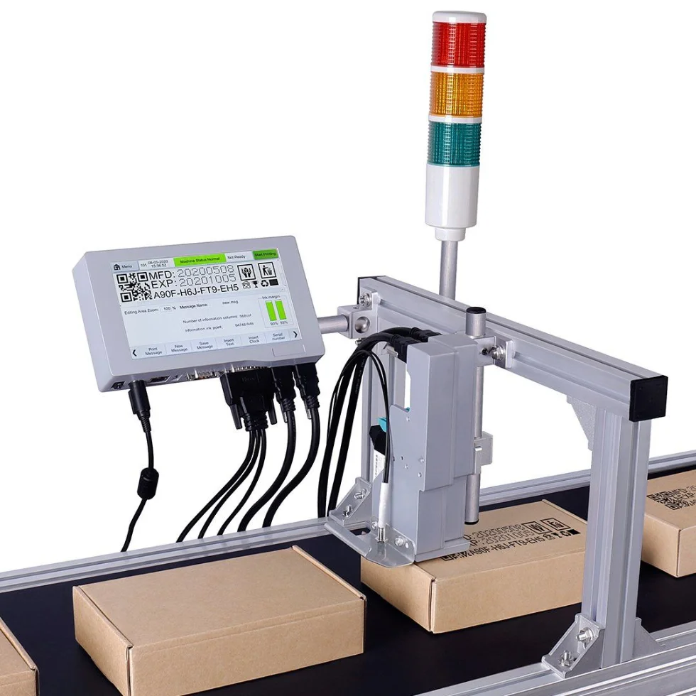 Close-up detail of the Linx T220 thermal inkjet printhead and smart ink cartridge
